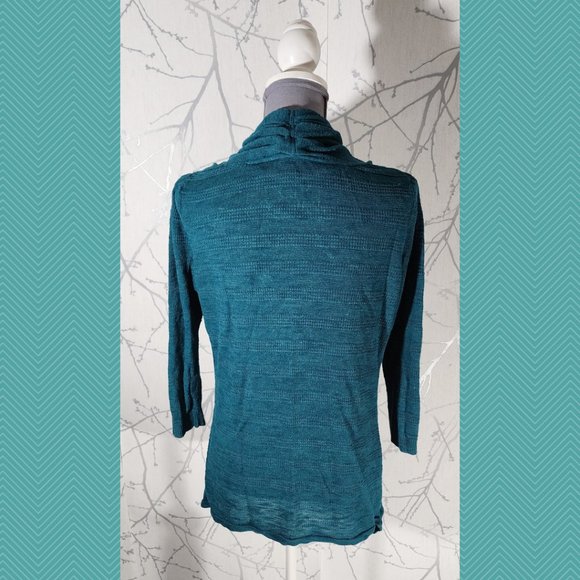 Yellow Bird Forest Green Ramie Blend Knit Open Front Cardigan - Picture 3 of 5